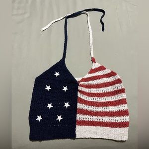 Red white and blue, American flag knit halter top. American eagle size small